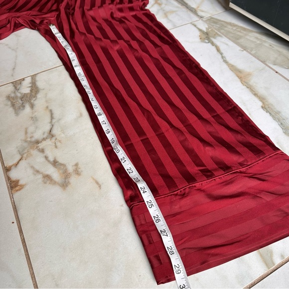 Abercrombie & Fitch Burgundy Red Striped Pajama Set Button Up Top and Pants - Picture 8 of 10